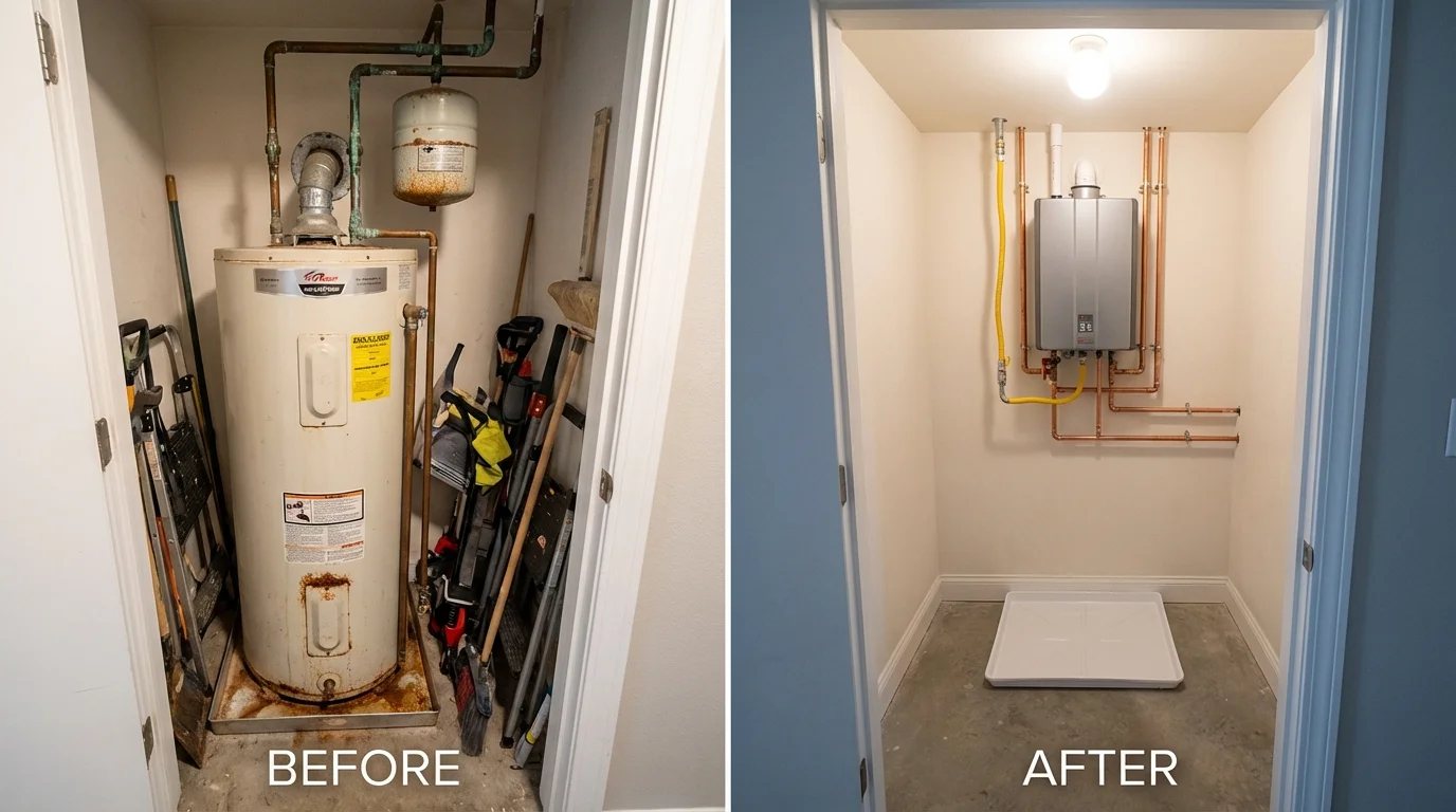 Tank water heater versus wall-mounted tankless unit comparison for Berlin, CT homeowners